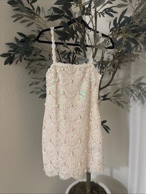 Altar'd State Cream Lace Sequin Mini Dress